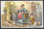 Victorian Trading Card - Household "lady Sewing & Boy With Cats" (1G6). Fixed Price $5.00.