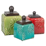 Drew Derose Floral Ceramic Canisters Set 3 Multicolor Storage. Fixed Price $98.80.